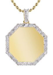10K Yellow Gold Diamond Octagon Picture Pendant Necklace | Appx. 25 Grams