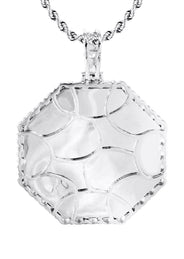 10K White Gold Diamond Octagon Picture Pendant Necklace | Appx. 25 Grams