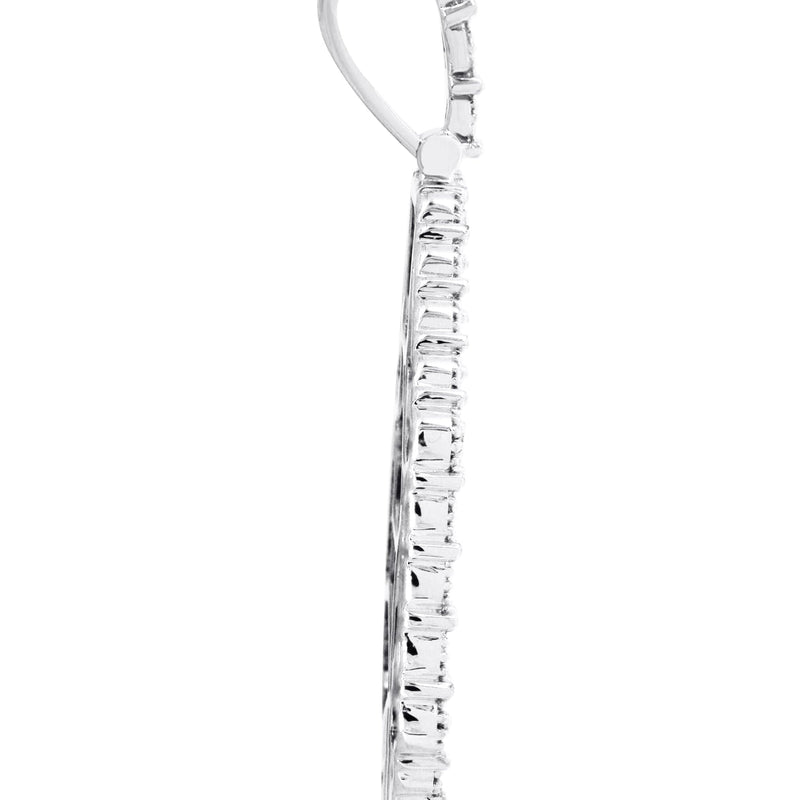 10K White Gold Diamond Octagon Picture Pendant Necklace | Appx. 25 Grams