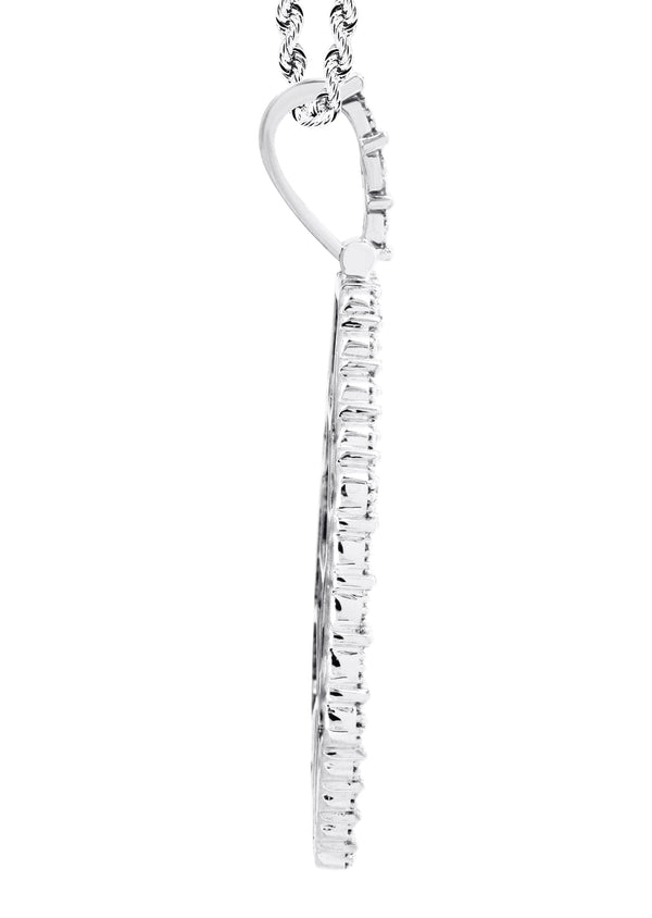 10K White Gold Diamond Octagon Picture Pendant Necklace | Appx. 25 Grams