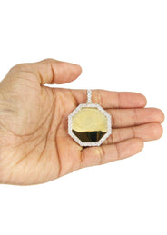 10K Yellow Gold Diamond Octagon Picture Pendant Necklace | Appx. 25 Grams