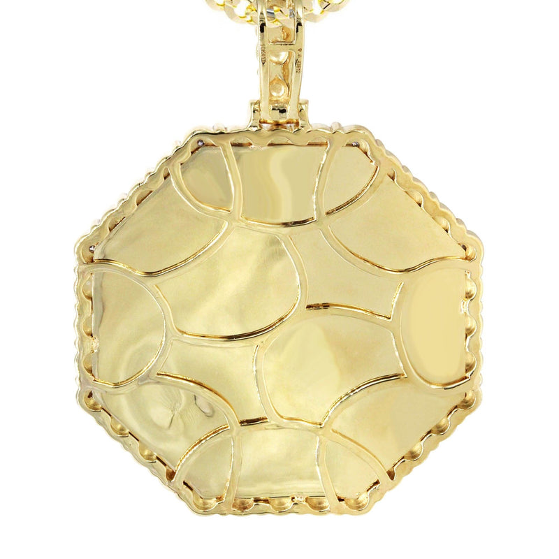 10K Yellow Gold Diamond Octagon Picture Pendant Necklace | Appx. 22 Grams