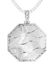 10K White Gold Diamond Octagon Picture Pendant Necklace | Appx. 22 Grams