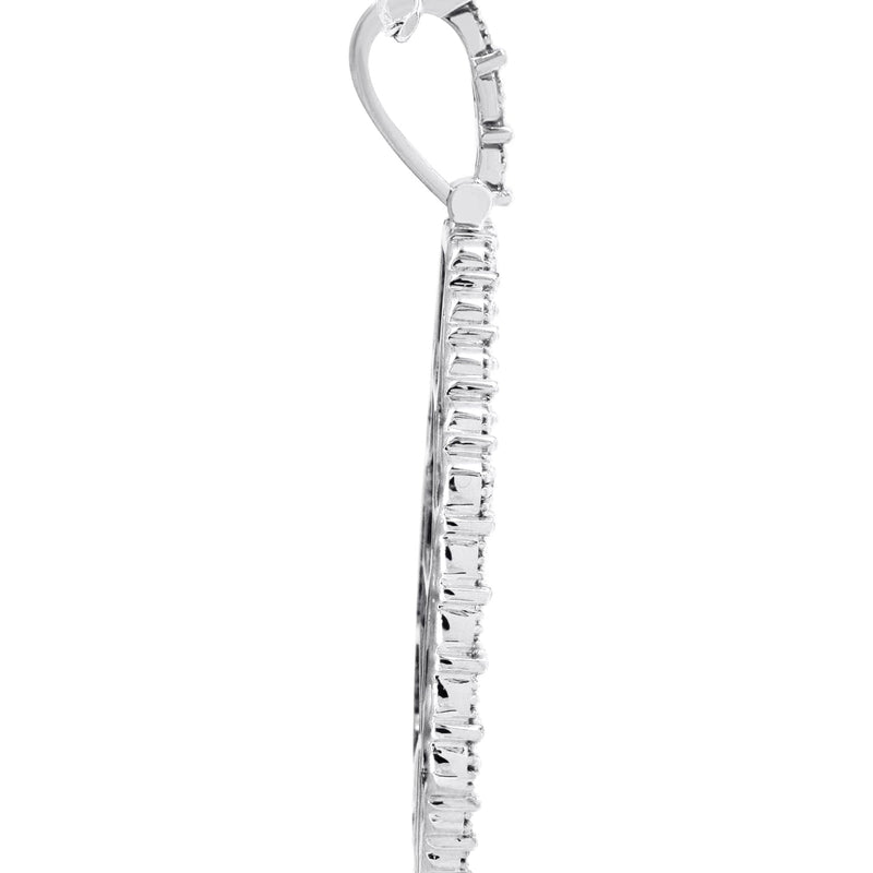 10K White Gold Diamond Octagon Picture Pendant Necklace | Appx. 22 Grams