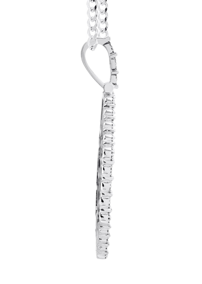 10K White Gold Diamond Octagon Picture Pendant Necklace | Appx. 22 Grams