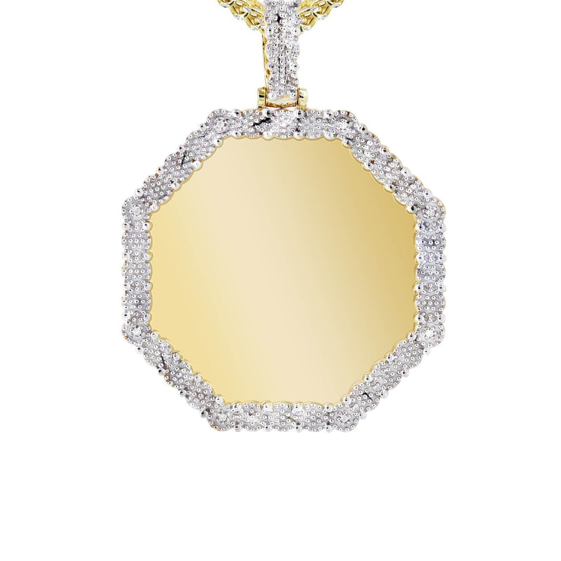10K Yellow Gold Diamond Octagon Picture Pendant Necklace | Appx. 17 Grams