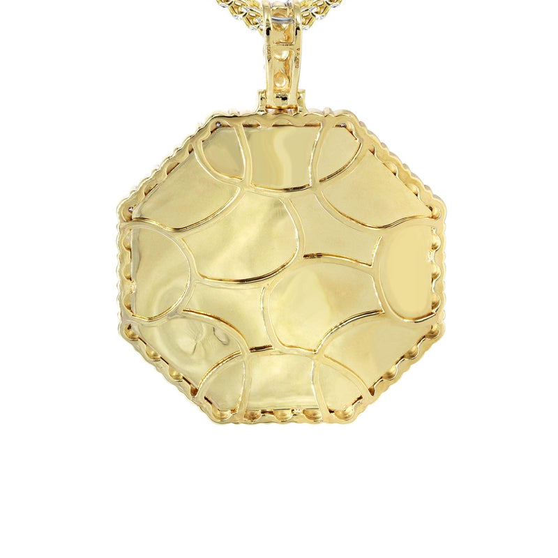 10K Yellow Gold Diamond Octagon Picture Pendant Necklace | Appx. 17 Grams