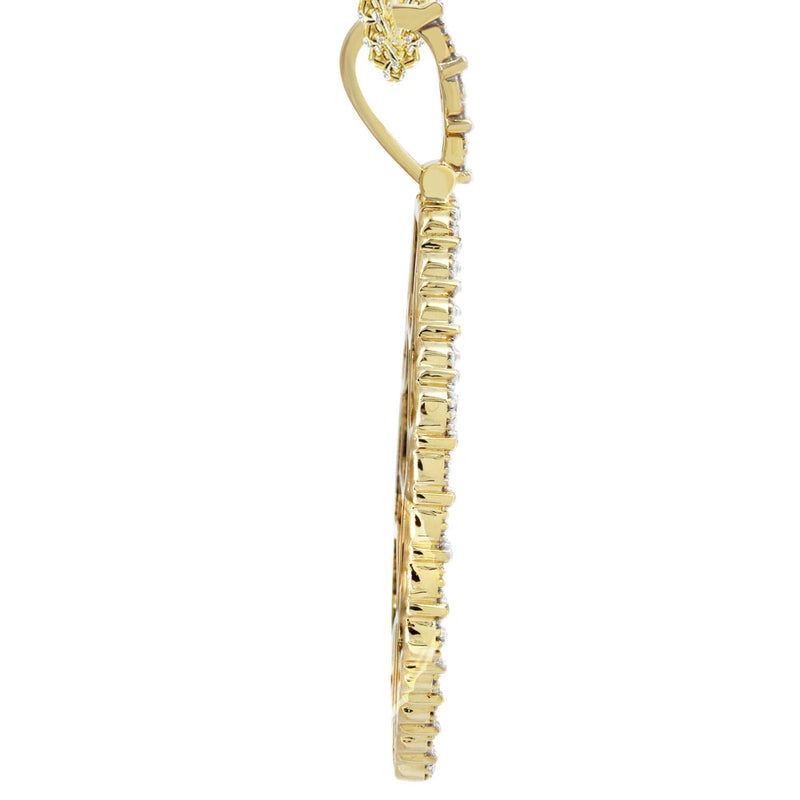 10K Yellow Gold Diamond Octagon Picture Pendant Necklace | Appx. 17 Grams