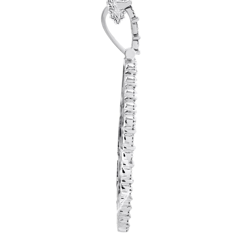 10K White Gold Diamond Octagon Picture Pendant Necklace | Appx. 17 Grams