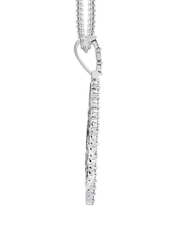 10K White Gold Diamond Octagon Picture Pendant Necklace | Appx. 17 Grams