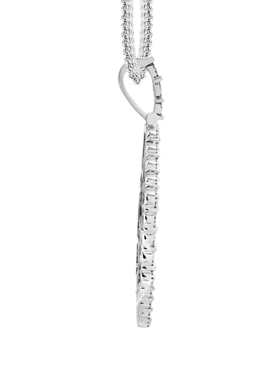 10K White Gold Diamond Octagon Picture Pendant Necklace | Appx. 17 Grams