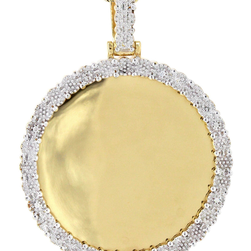 10K Yellow Gold Diamond Round Picture Pendant Necklace | Appx. 19 Grams