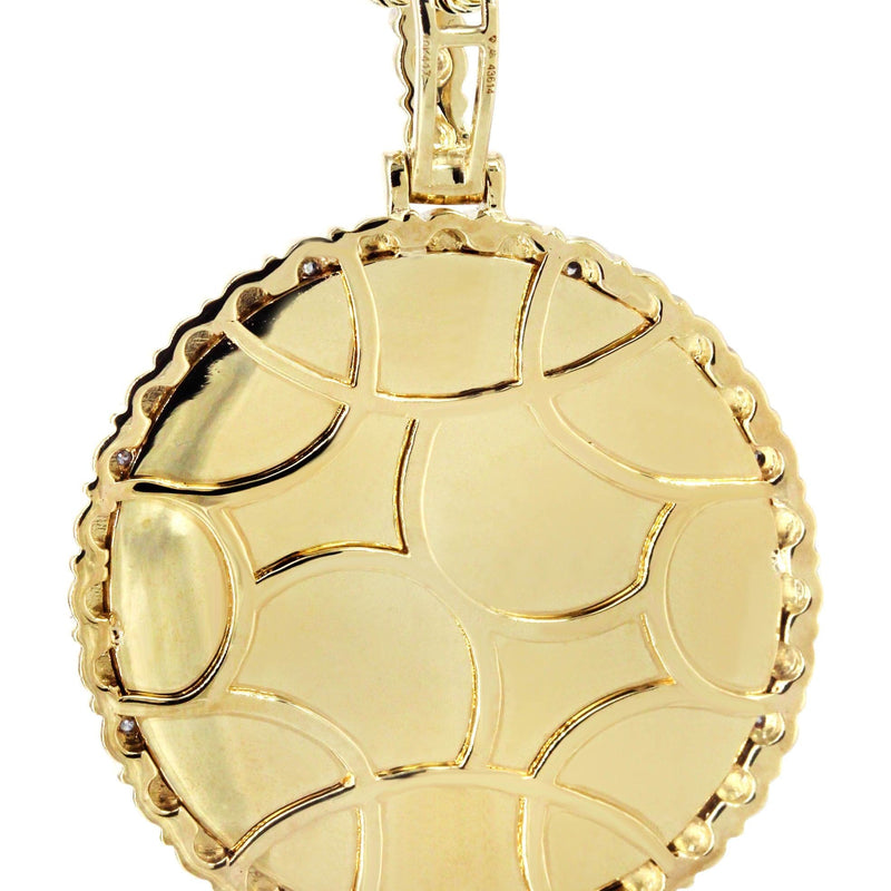 10K Yellow Gold Diamond Round Picture Pendant Necklace | Appx. 19 Grams