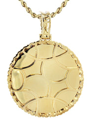 10K Yellow Gold Diamond Round Picture Pendant Necklace | Appx. 19 Grams