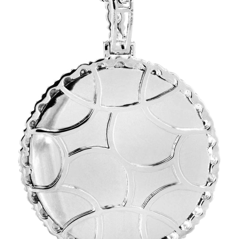10K White Gold Diamond Round Picture Pendant Necklace | Appx. 19 Grams