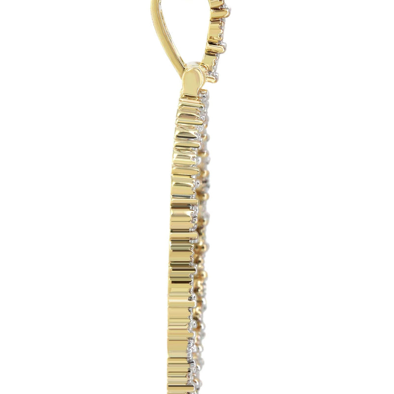 10K Yellow Gold Diamond Round Picture Pendant Necklace | Appx. 19 Grams