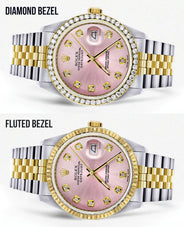Gold Rolex Datejust  Watch 16233 for Men | 36Mm | Pink Dial | Jubilee Band