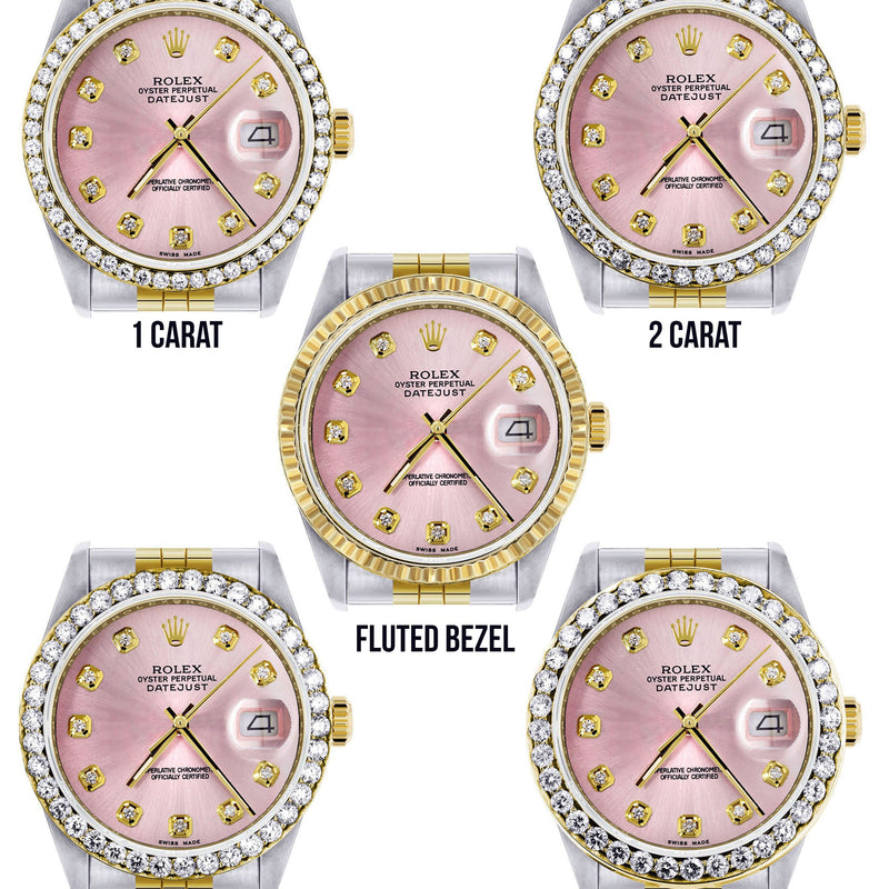 Womens Gold Rolex Datejust Watch 16233 | 36Mm | Pink Dial | Jubilee Band