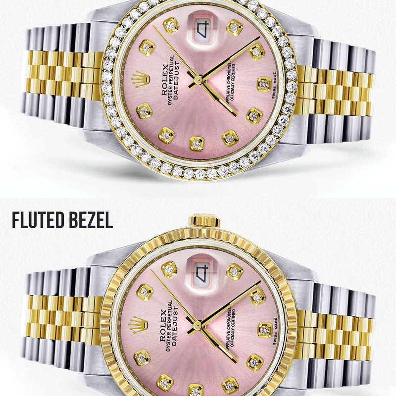 Womens Gold Rolex Datejust Watch 16233 | 36Mm | Pink Dial | Jubilee Band