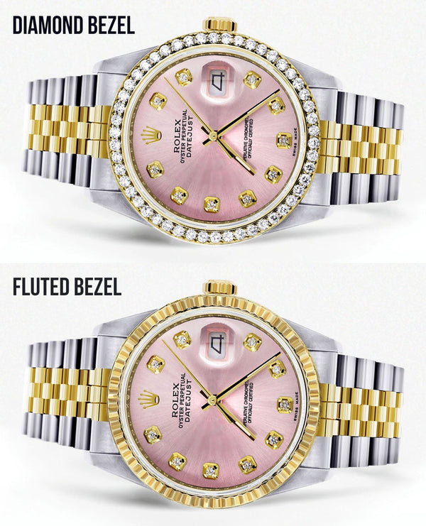 Womens Gold Rolex Datejust Watch 16233 | 36Mm | Pink Dial | Jubilee Band