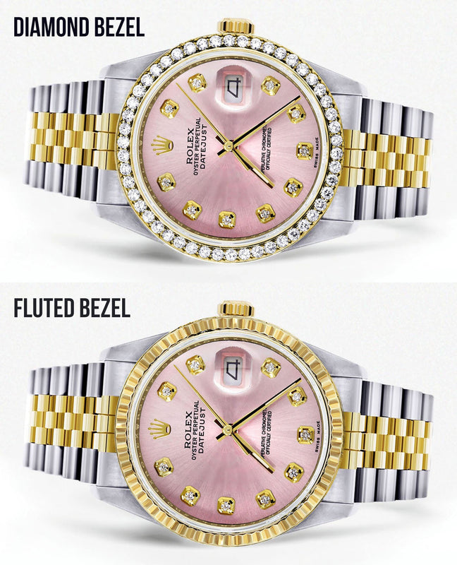 Womens Gold Rolex Datejust Watch 16233 | 36Mm | Pink Dial | Jubilee Band