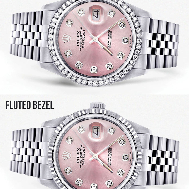 Mens Rolex Datejust Watch 16200  | 36Mm | Pink Dial | Jubilee Band