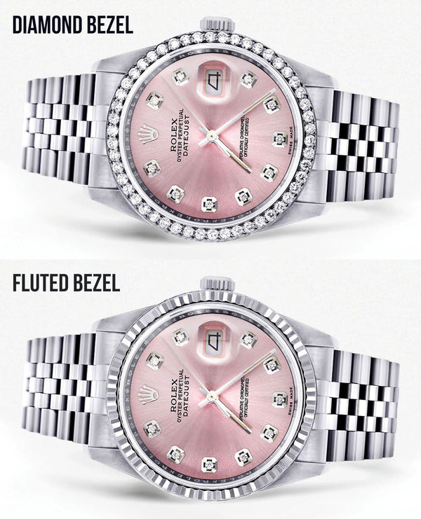 Mens Rolex Datejust Watch 16200  | 36Mm | Pink Dial | Jubilee Band