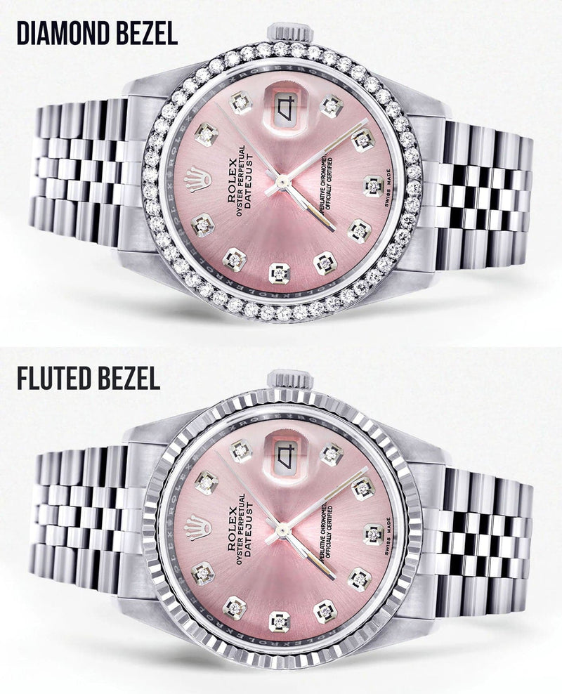Mens Rolex Datejust Watch 16200  | 36Mm | Pink Dial | Jubilee Band