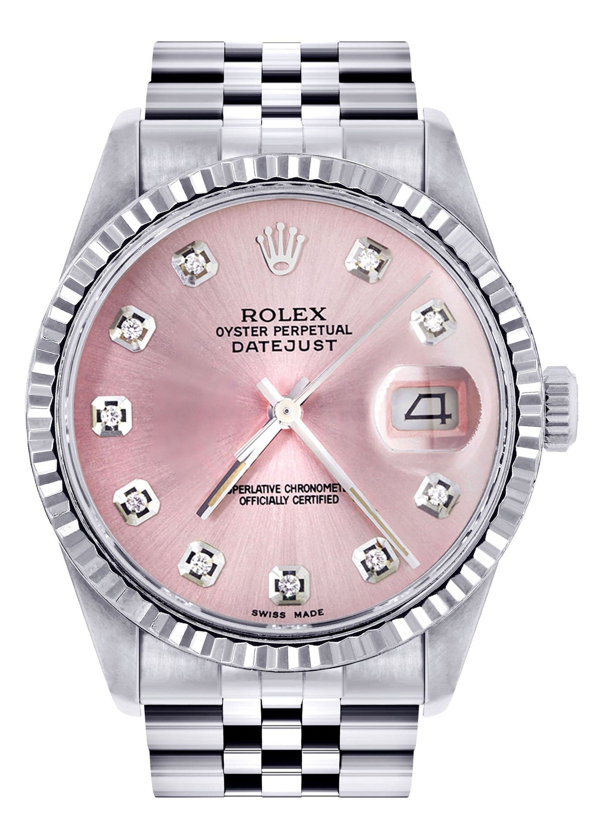 Mens Rolex Datejust Watch 16200 | Fluted Bezel | 36Mm | Pink Dial | Jubilee Band