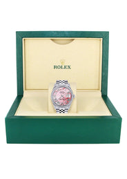 Diamond Mens Rolex Datejust Watch 16200 | 36Mm | Pink Mother Of Pearl Roman Numeral Dial | Jubilee Band
