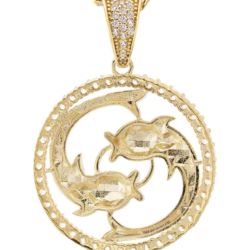 10K Yellow Gold Zodiac Pisces Necklace | Appx. 17.9 Grams