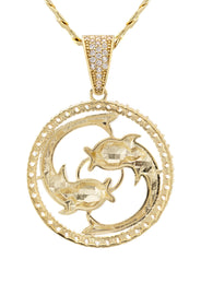 10K Yellow Gold Zodiac Pisces Necklace | Appx. 17.9 Grams