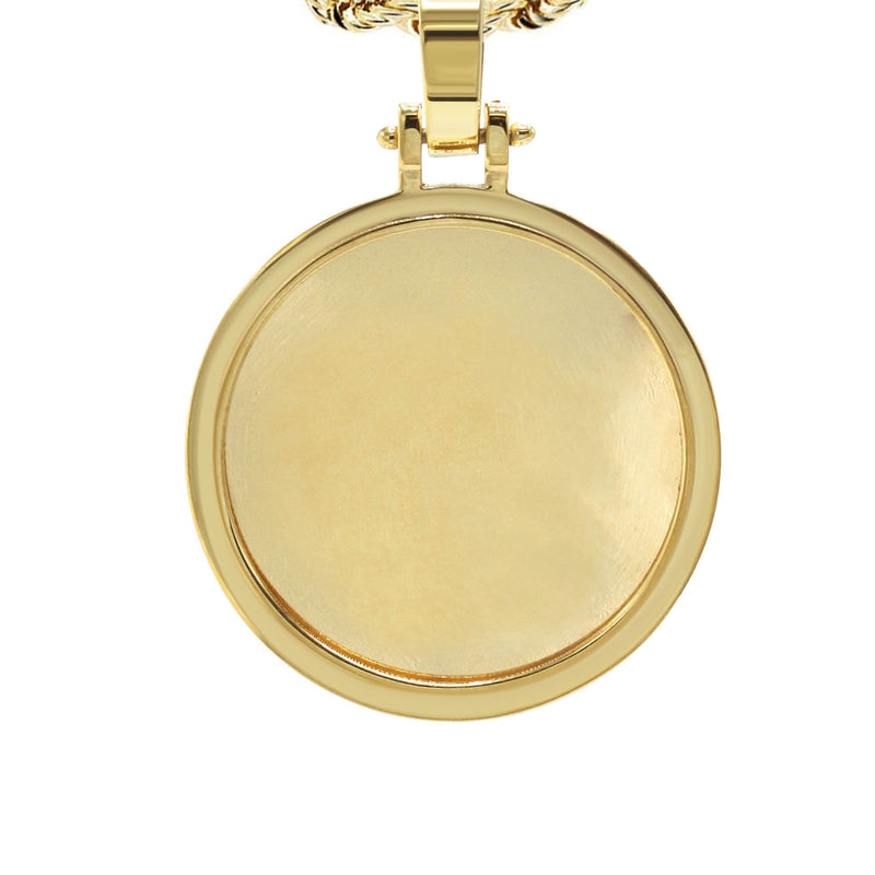 10K/14K Yellow Gold Large Round Picture Pendant Necklace