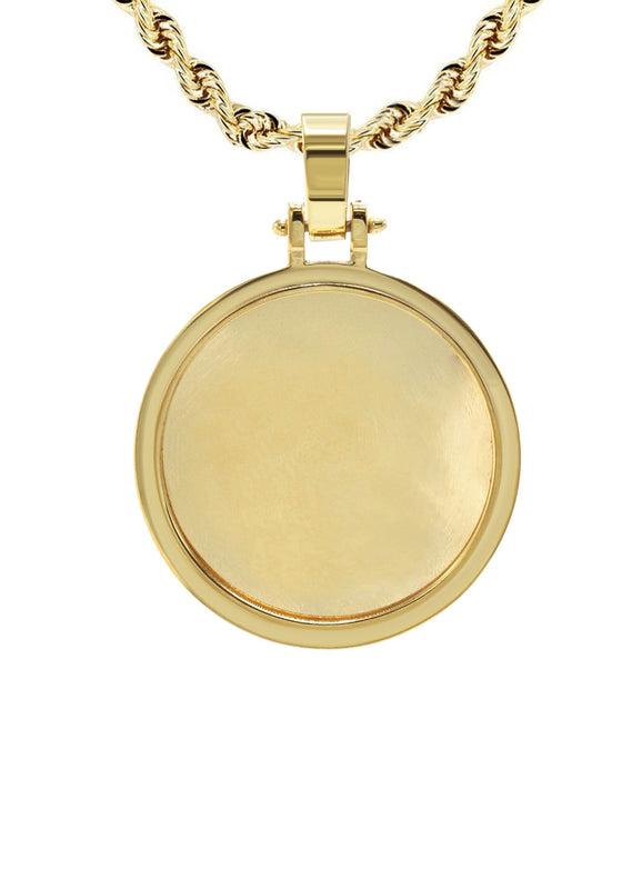 10K/14K Yellow Gold Large Round Picture Pendant Necklace
