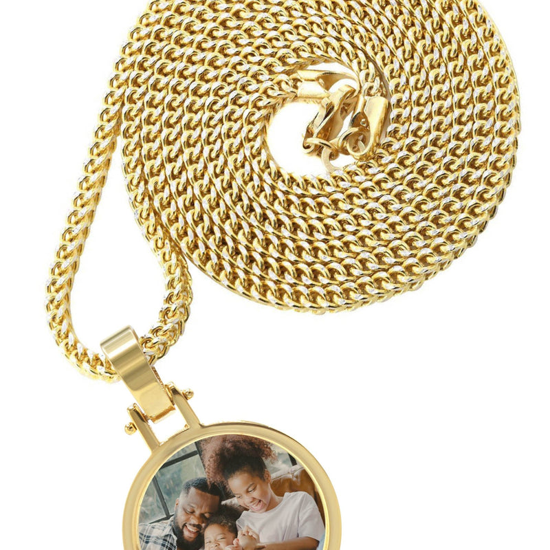 10K/14K Yellow Gold Small Round Picture Pendant Necklace