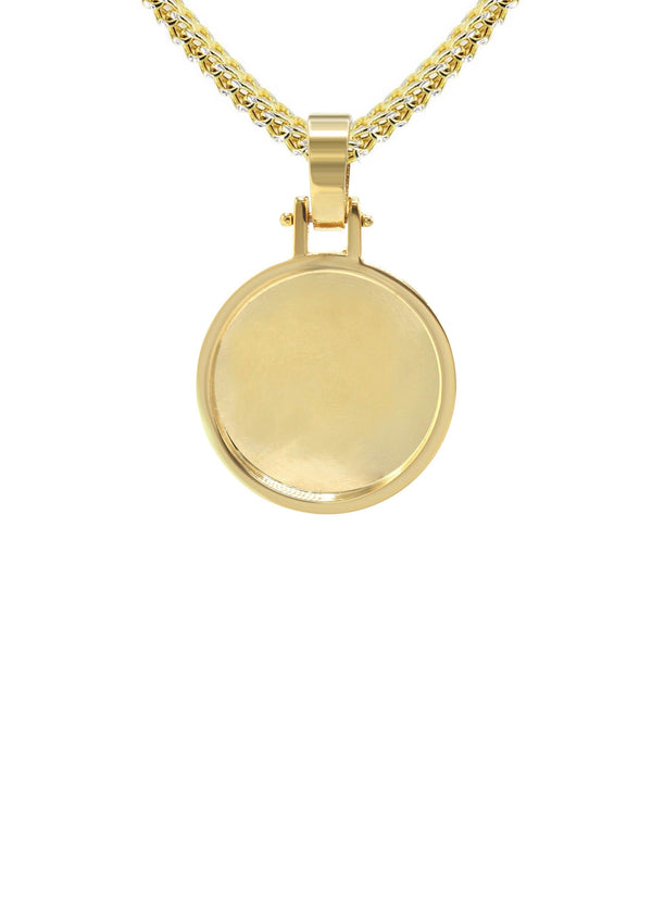 10K/14K Yellow Gold Small Round Picture Pendant Necklace