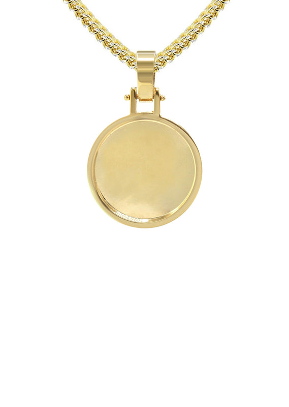 10K/14K Yellow Gold Small Round Picture Pendant Necklace