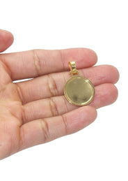 10K/14K Yellow Gold Small Round Picture Pendant Necklace