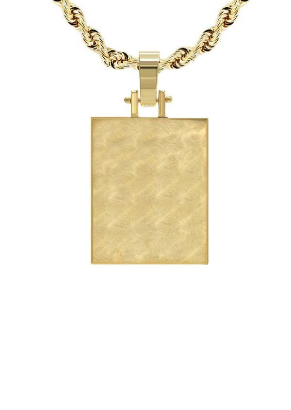 10K/14K Yellow Gold Small Rectangle Picture Pendant Necklace