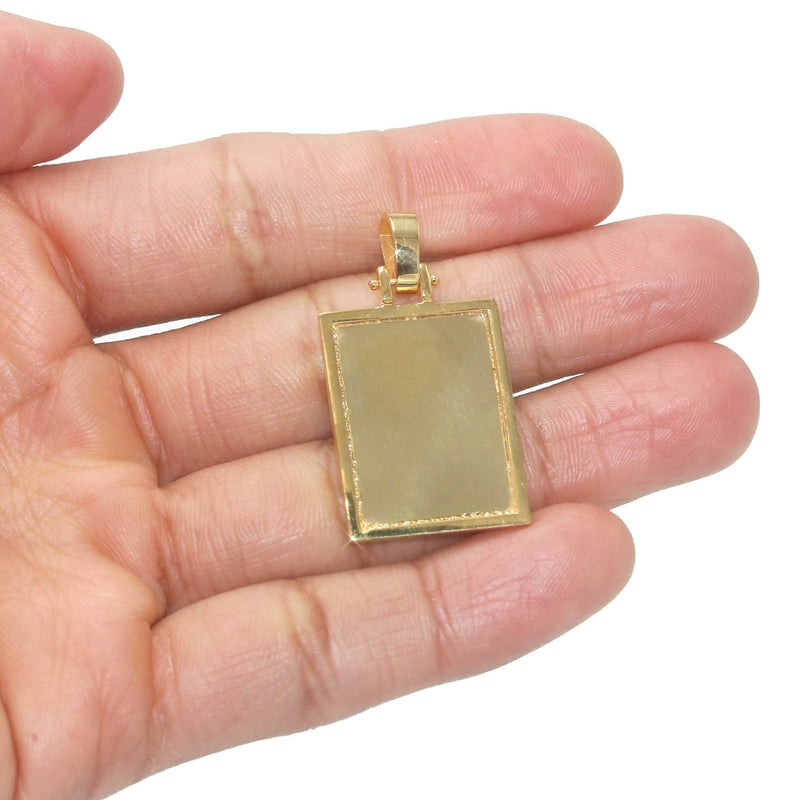 10K/14K Yellow Gold Small Rectangle Picture Pendant Necklace