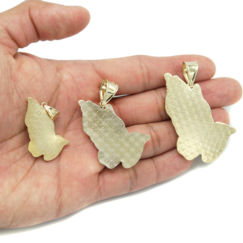 10K Gold Praying Hands Pendant | Customizable Size