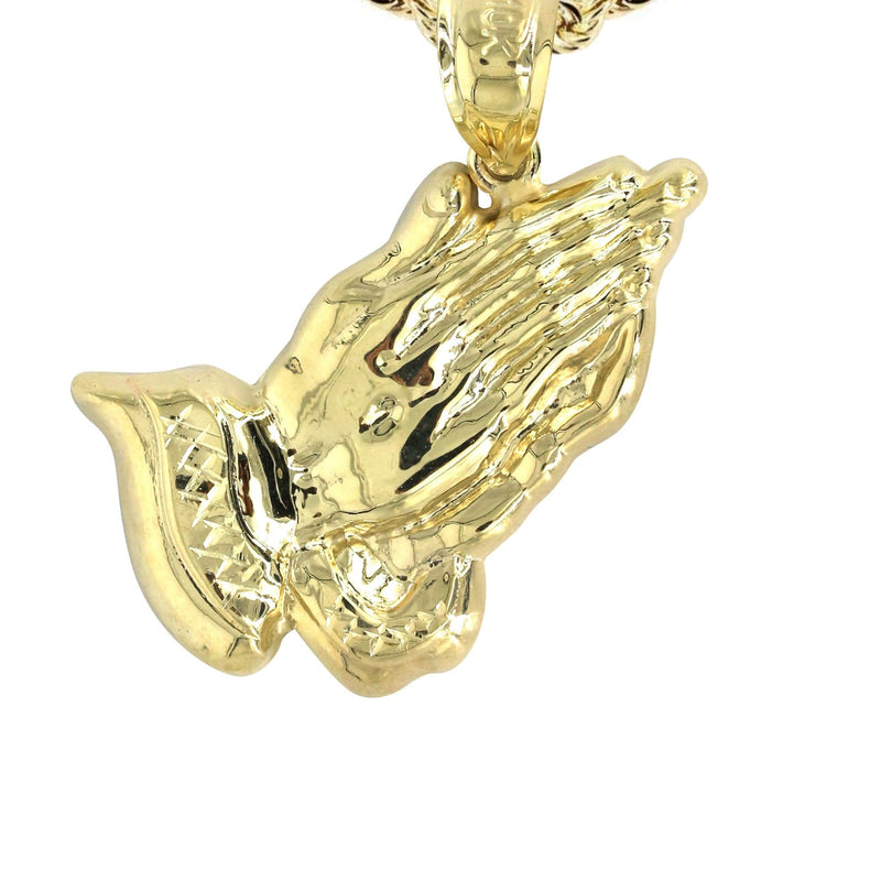 10K Yellow Gold Praying Hands Necklace | Appx. 12.6 Grams