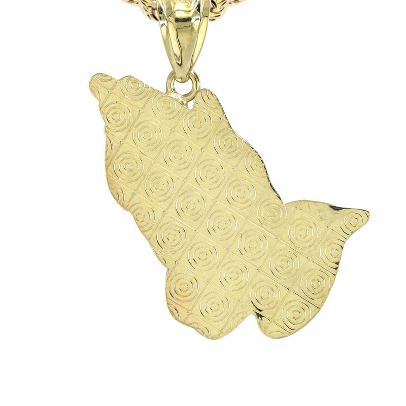 10K Yellow Gold Praying Hands Necklace | Appx. 12.6 Grams