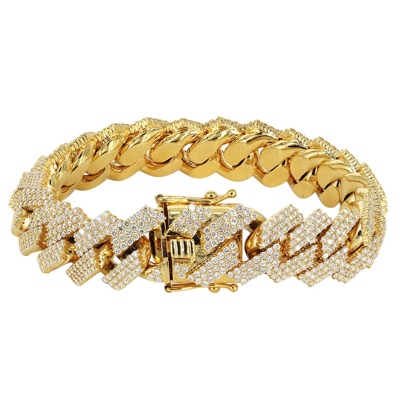 Diamond Miami Cuban Link Prong Bracelet ( 17 MM )