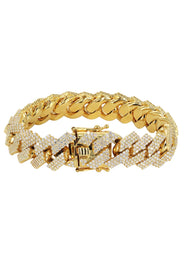 Diamond Miami Cuban Link Prong Bracelet ( 17 MM )