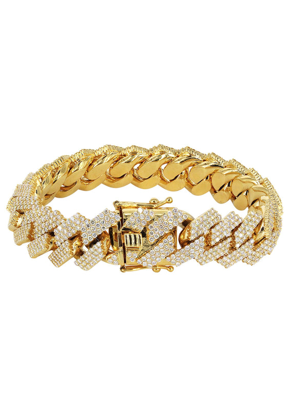 Diamond Miami Cuban Link Prong Bracelet ( 17 MM )