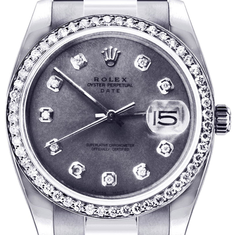 Diamond Rolex Date | Stainless Steel