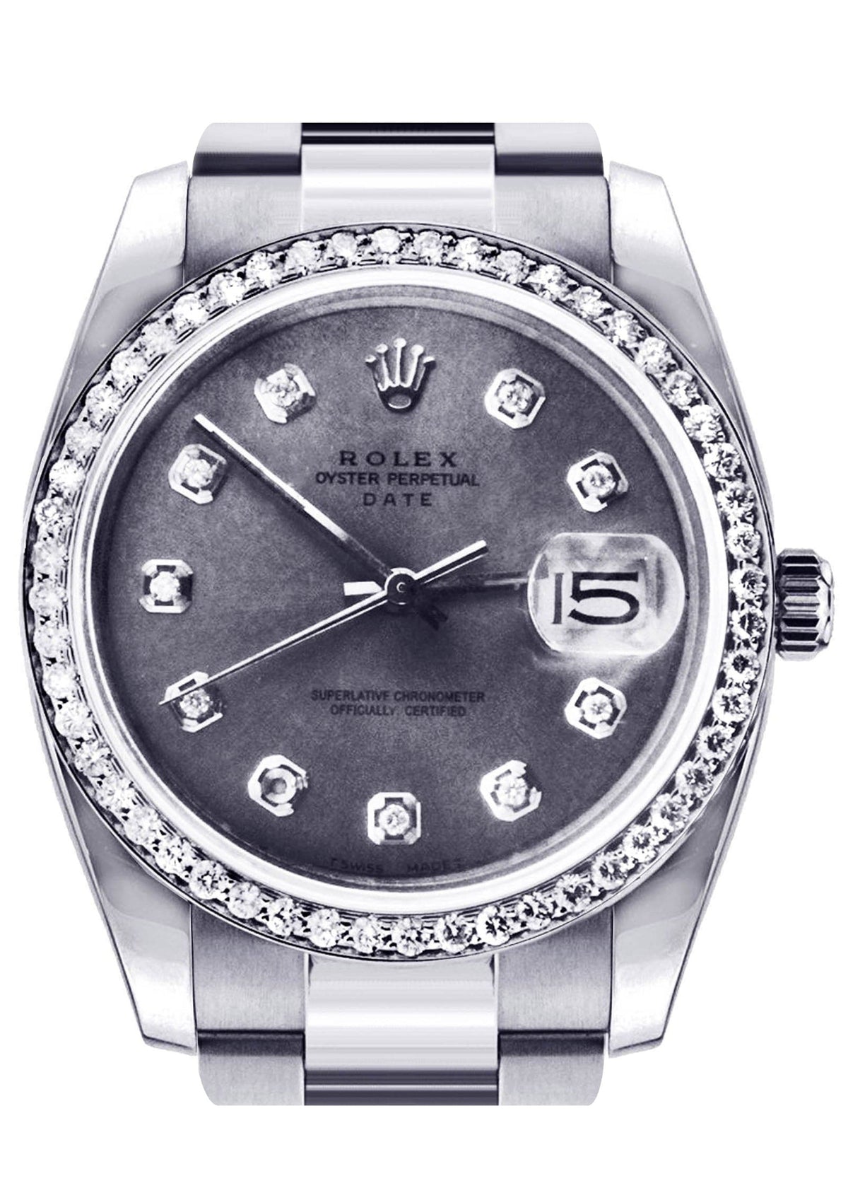 Diamond Rolex Date | Stainless Steel