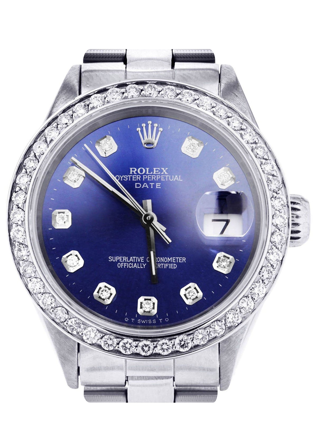 Diamond Rolex Date 34 MM | 2.25 CARAT | CUSTOM DIAMOND DIAL | OYSTER BAND