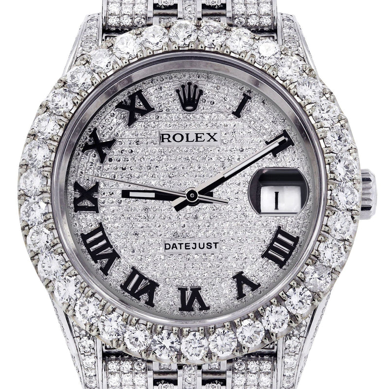Diamond Iced Out Rolex Datejust 41 | 25 Carats Of Diamonds | Custom Full Diamond Roman Dial | Jubilee Band